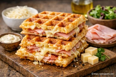 Recette des gaufres salées jambon et gruyère