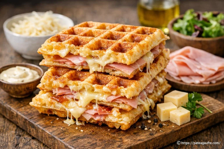 Recette des gaufres salées jambon et gruyère