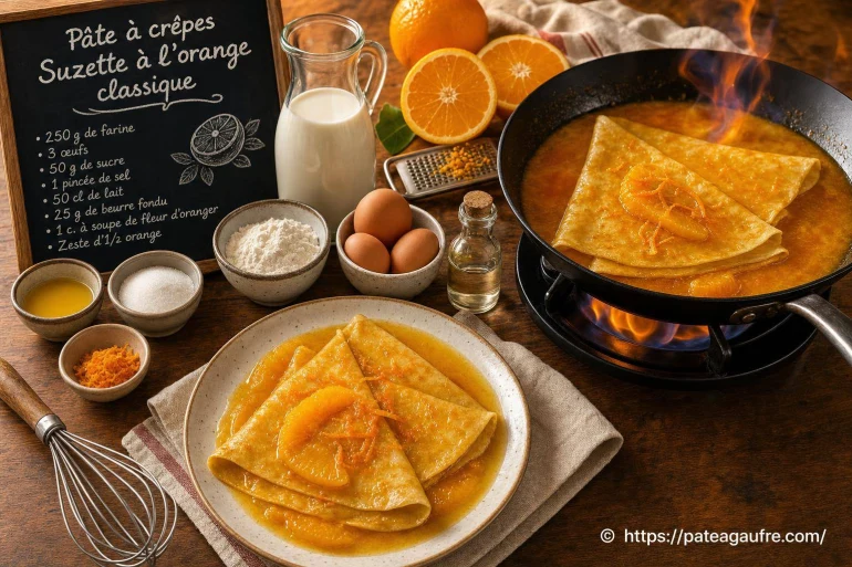 Recette de pâte à crêpes Suzette à l’orange classique